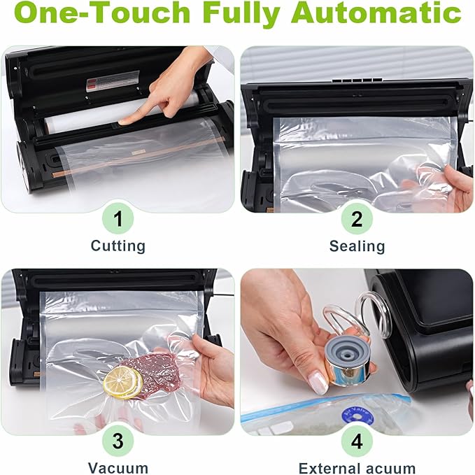 Updated Patented Food Preserver Vacuum Sealer Fully Automatic Heat Sealer Machine, Multi-Functional Food sealer Machine Food Bag Sealer with 20ft Bags 30 Vacuum Bags