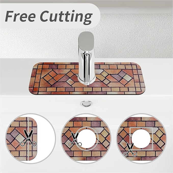 Kitchen Sink Splash Guard，Clay tiles Faucet Mat Sink Gadgets-Super Absorbent Fast Drying Mat Drip Catcher for Kitchen, Bathroom,Sink Mat, Dish Drying Mat, Bathroom(15" X 5.5" )