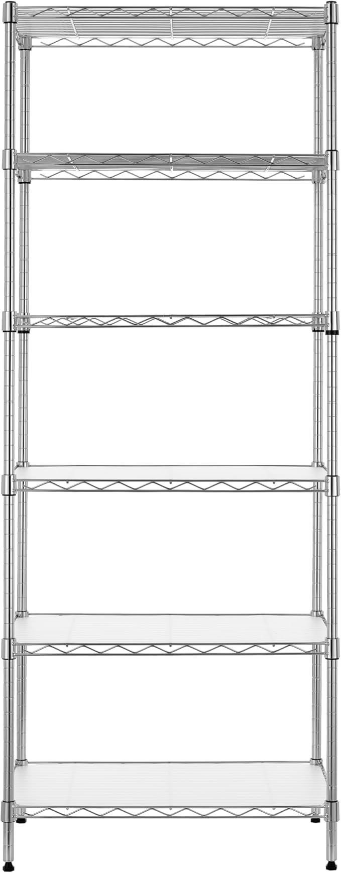 Finnhomy 6-Tier Wire Shelving Unit Adjustable Steel Wire Rack Shelving 6 Shelves Steel Storage Rack or Two 3 Tier Shelving Units with PE mat and Stable Leveling Feet, NSF Certified, Chrome