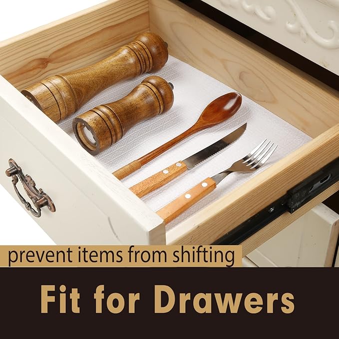 Premium Drawer and Shelf Liner for Cabinet, Non Adhesive Liner for Kitchen, Strong Grip Non Slip Shelf Liners for Kitchen Cabinets, Storage, Drawers, Shelves, Kitchenware and Tableware