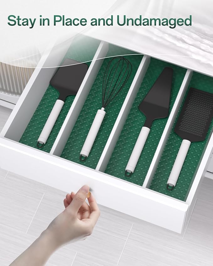 Shelf and Drawer Liner for Kitchen Cabinet, Non-Adhesive 24in x 360in Waterproof Contact Paper Refrigerator Liners Thickened Durable EVA Material Non Slip Mat for Dresser Cupboard Pantry Protector