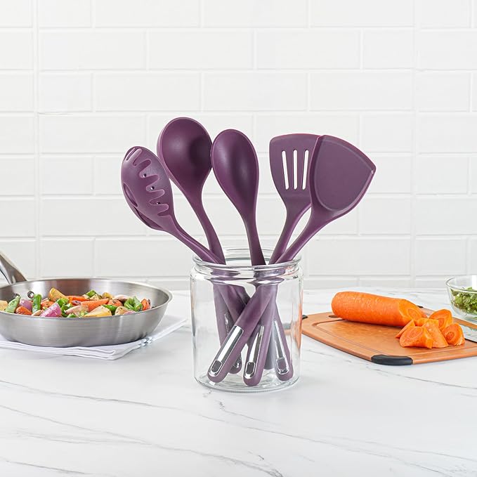 Met Lux Kitchen Utensil Sets, 10 Silicone Utensil Sets - 6 Pieces Per Set, High-Heat Tolerance, Purple Silicone Kitchen Utensils, For No-Stick Cookware - Restaurantware