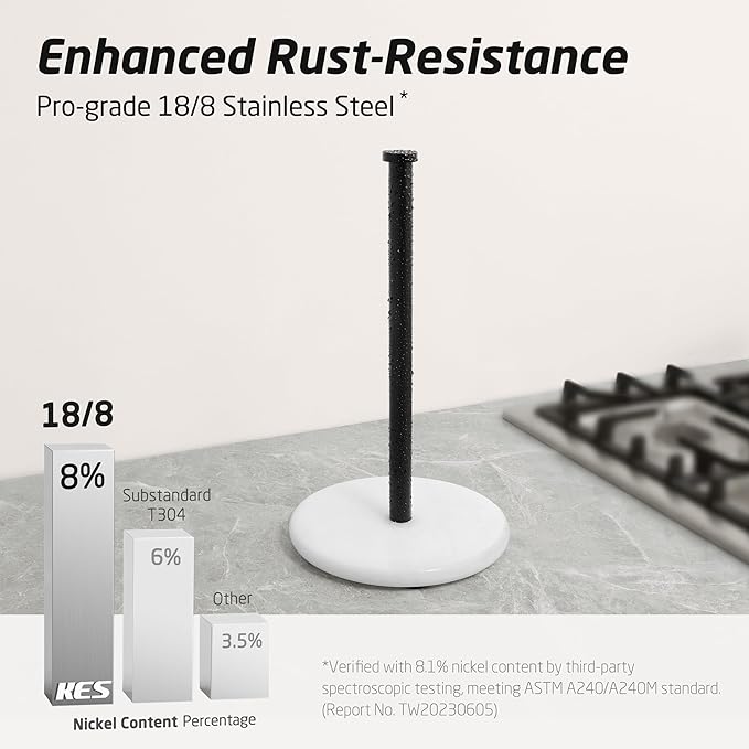 KES Paper Towel Holder Kitchen Standing Paper Towel Roll Holders with Marble Base for Standard or Jumbo-Sized Rolls Matte Black, KPH100-BK