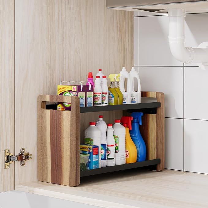 UJQSUN Bathroom Counter Organizer,Bathroom Counter Shelf,Bathroom Organizers,Under Sink Organizer,Cologne Organizer For Men,Cologne Cabinet,Spice Rack Organizer for Cabinet,Gifts(Brown 2 Tier)