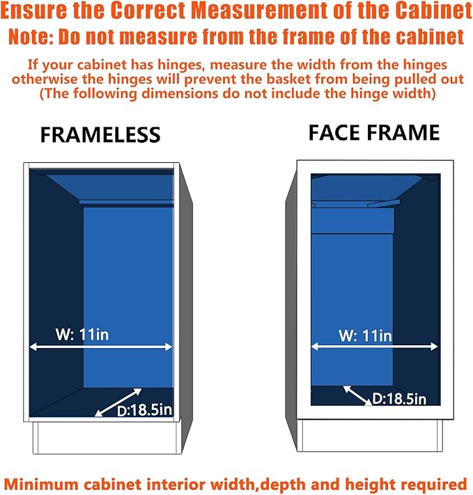 MODCART Pull Out Cabinet Organizer 10½" W x 18" D, Heavy Duty Cabinet Pull Out Shelves, Slide Out Drawers Organization for Kitchen Cabinets Bathroom