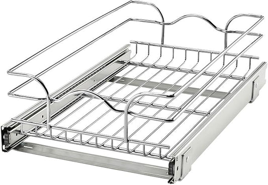 Rev-A-Shelf Kitchen Cabinet Pullout Shelf and Drawer Organizer Slide Out Pantry Storage Basket in Multiple Sizes, 12 x 20 In, 5WB1-1220CR-1