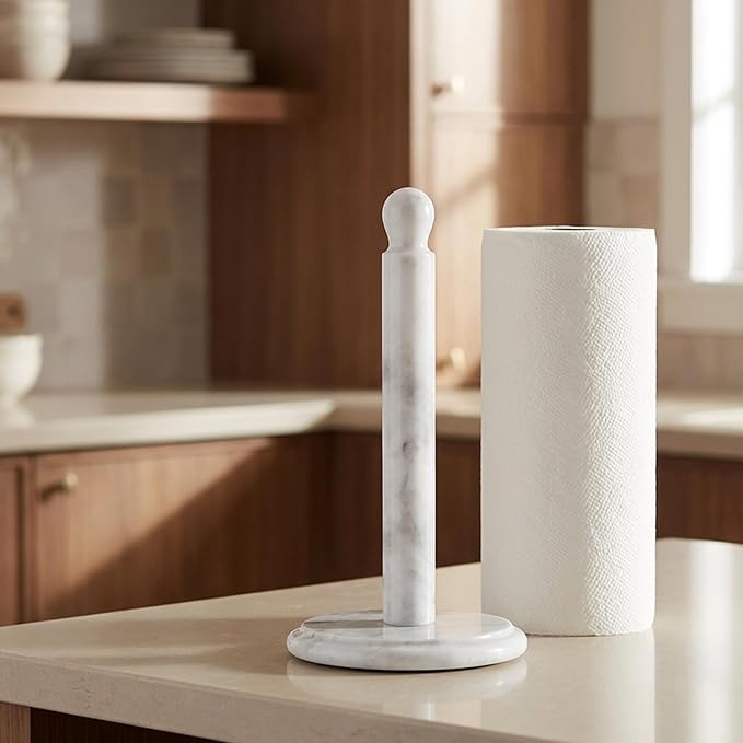 RADICALn Marble Paper Towel Holder Countertop 12.5" Inch White Handmade Toilet Paper Towels Stand for Bathroom Countertop, Paper Towel Holders & Hand Tissue Paper Organizer