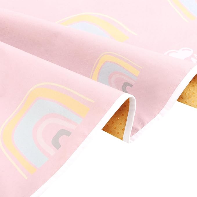 Splat Mat for Under High Chair/Arts/Crafts by CLCROBD, 51" Baby Anti-Slip Food Splash and Spill Mat for Eating Mess, Waterproof Floor Protector and Table Cloth (Rainbow Pink)