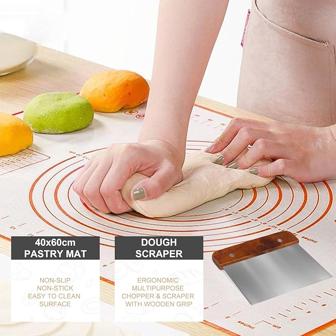 UDUK Sourdough Starter Kit, Baking Supplies Set with 2 Banneton Proofing Baskets, 24oz Sourdough Jar, Silicone Pastry Mat, Bread Sling and Essential Tools for Bread Making