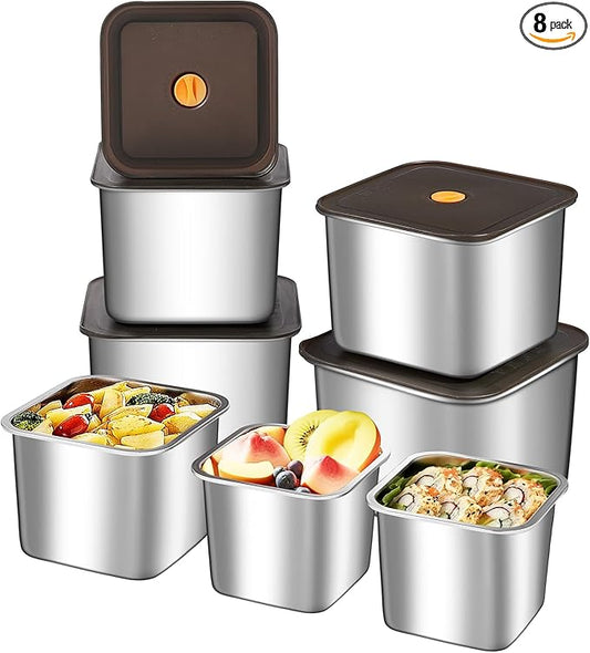 8PC-LFood Storage Containers, BPA Free, Airtight Lids, Ideal for Lunch, Meal Prep & Leftovers，Fresh box， Freezing box