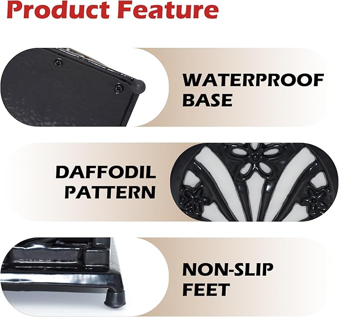 MINLUFUL Napkin Holder for Table, Vintage Cast Iron Paper Napkins Tissue Dispenser with Daffodil Pattern for Kitchen Dining Room Countertop Decor, Black