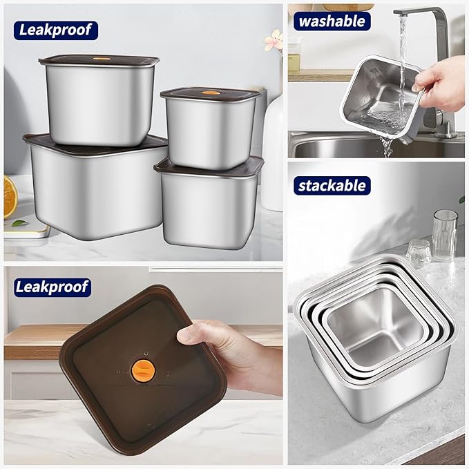 8PC-LFood Storage Containers, BPA Free, Airtight Lids, Ideal for Lunch, Meal Prep & Leftovers，Fresh box， Freezing box