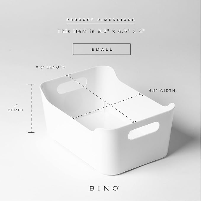 BINO Plastic Storage Bins - Small 2 Pack, White - THE SOHO COLLECTION - Pantry Organizers and Fridge Organizer