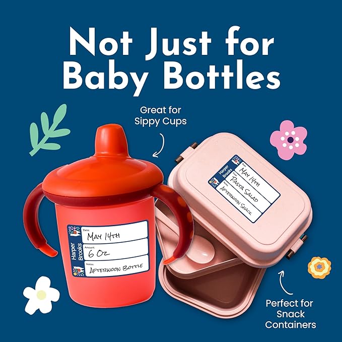 Name Bubbles - Reusable Baby Bottle Labels for Daycare (20 Labels) - Kids Washable Name Tags for Bottles, Sippy Cups, & Snack Containers, Waterproof, Baby Name Stickers, Write-On (Soccerball)