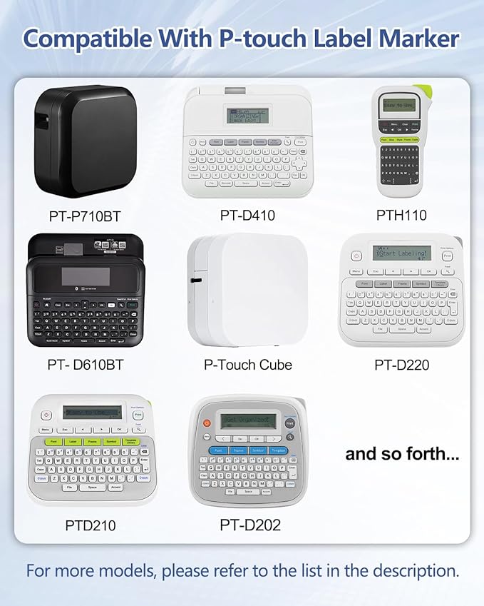 Cruxer 5 Pack Replacement for P-Touch TZe-211 TZ-211 Label Tape Black Text on White Laminated 6mm 0.23" Compatible with Ptouch PT-D200 PT-D210 PT-D400 PT-D450 PT-D600 PT-H100 PT-1230PC Label Maker