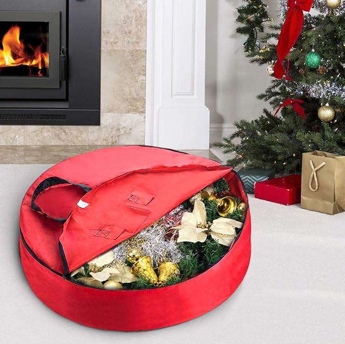 Primode Heavy Duty Christmas Wreath Storage Bag 36"- Handles Made Of Durable 600D Oxford Polyester Material Storage Bag 36” Holiday Wreaths