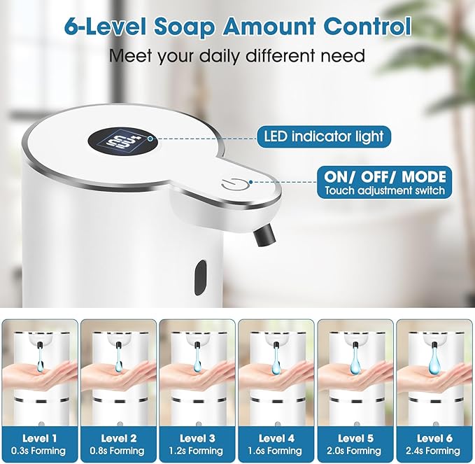 2 Pack Automatic Soap Dispenser,Upgraded 2025 Automatic Liquid Soap Dispenser Touchless,12.8oz USB Rechargeabled Wall Mounted Smart Soap Dispensers for Bathroom Kitchen(White,P18)