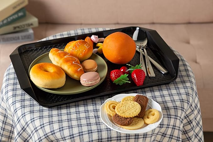 Aebeky Plastic Fast Food Tray,16.7 by 11.8-Inch,Set of 12 (Black)
