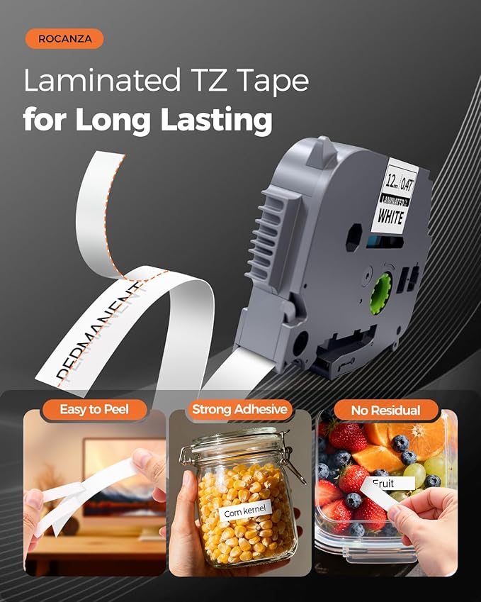 TZe-231 TZe231 Compatible for Brother P Touch Label Maker Tape 12mm 0.47 Laminated White Tz Tape Work with PT-D220 D210 D202 H110 D200 D400 1280 D610BT 1880 1830 Refills, Ptouch TZe 1/2", 6-Pack