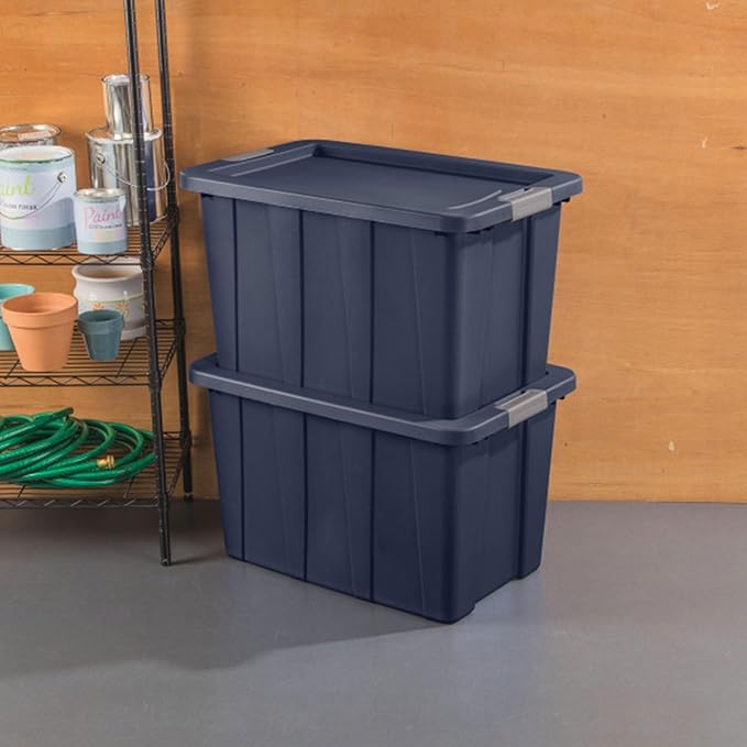 Sterilite 12-Pack Storage Bins with Lids, Heavy Duty Totes, Tuff1, 30 Gallon, Dark Indigo