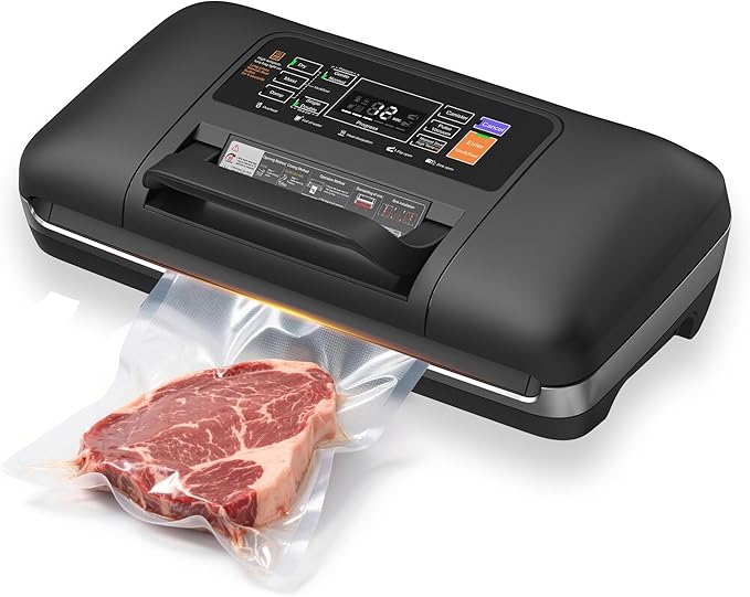 85Kpa Vacuum Sealer Machine - Christmas Kitchen Gifts, 10-in-1 Full Automatic Food Saver with Easy-Lock Handle, Built-in Cutter & Roll Storage for Dry/Moist Foods, Includes Bags & External Hose