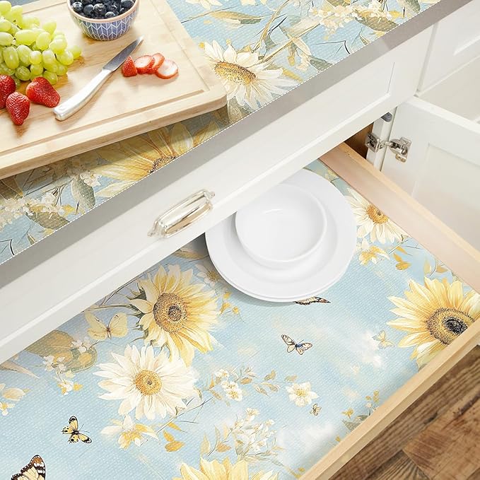 Shelf Liner for Kitchen Cabinets Non Adhesive Drawer Liner,Cabinet Liner for Shelves,Non Slip Kitchen Drawer Liners for Dresser,Waterproof Shelf Paper for Refrigerator,Cupboard,12In x 10FT