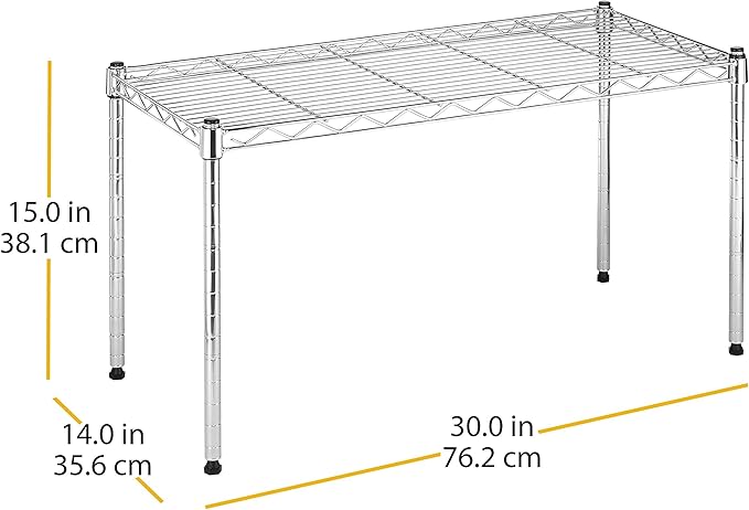 Whitmor 1 Tier Shelving Units, Wire Rack Storage Organizer, 30" L x 14" W x 15" H, Chrome