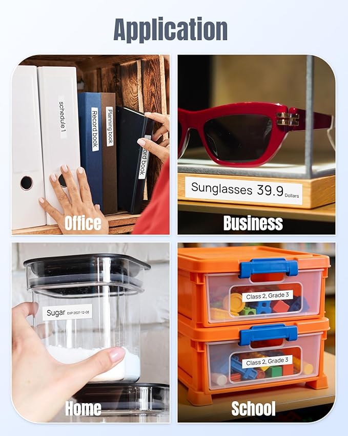 Replace for PT-D210 PT-D220 PT-D200 PT-H100 Label Tape Compatible with Brother Label Maker Tape 12mm 0.47 Inch Laminated White Ptouch TZe-231 TZe231 P Touch TZ Refills, 1/2 Inch * 8m, 4-Cartridges
