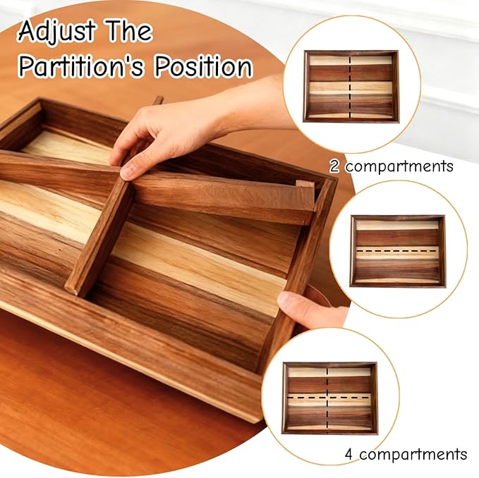 Jorivel 2 Pack Wooden Pizza Dough Proofing Box 16" x 12" w/Lids - Made From Natural Acacia Wood - Ideal Bread Proofing Box, Pizza Storage Container - Comes with 2 Adjustable Partitions & 1 Wood Shovel