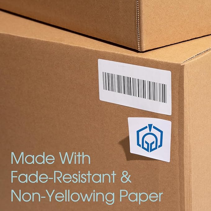 2" X 2" Square Printable Labels for Inkjet and Laser Printers - 100 Sheets, 2000 Matte White Custom Stickers for Business Logos, QR Code Stickers, Product Labeling - Spartan Industrial Template S002