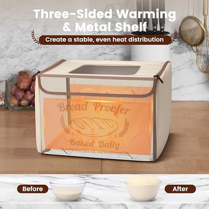 GIYUDOT Folding Bread Proofing Box with 50-113℉ Temp Control & 48H Timer, Dough Proofer with Metal Rack, Humidor, Recipes, Ideal for Sourdough, Bread Baking, Pizza, Yogurt, Kombucha, Precise Control