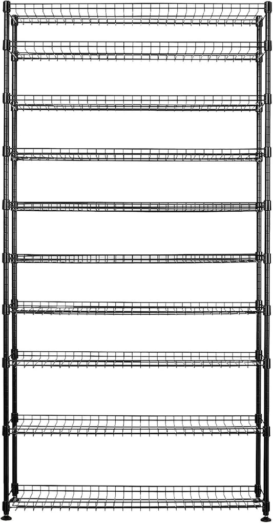 SafeRacks 10-Tier Shoe Rack - Black, Large Shoe Storage Organizer, 60 Pair, Heavy Duty Shoe Stand with Vertical Free Standing Shoe Shelf, Perfect for Entryway, Closet, Garage, & Bedroom Storage