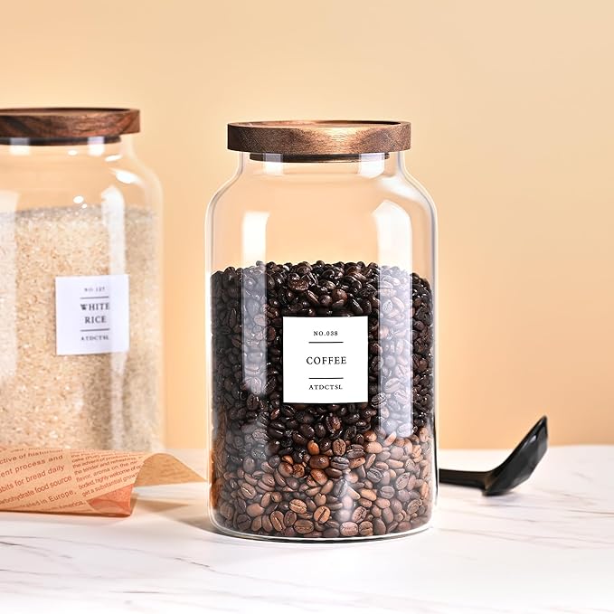 Glass Storage Jars,1PACK 95oz/2800ml Clear Glass Food Storage Containers with Airtight Bamboo Lid Stackable Kitchen Canisters for Candy,Cookie,Rice,Sugar,Flour,Nuts and Spice Jars