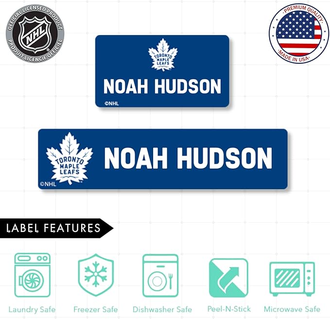 NHL Hockey Labels - Custom Peel and Stick, Waterproof Label - Great for Organization, Sports, School, Day Camp Labels - 155 Pack (Toronto Maple Leafs)