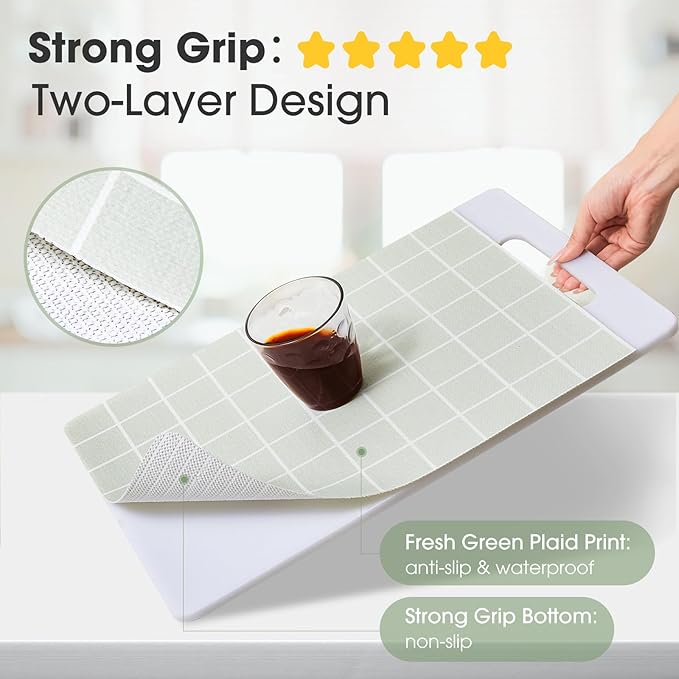 Beautysaid Shelf and Drawer Liner for Kitchen Cabinet, Non Adhesive Non Slip Shelf Paper Waterproof Washable Thickened for Dresser Pantry Shelve Bathroom Protector Liner(Light Green,12 in x 20 FT)