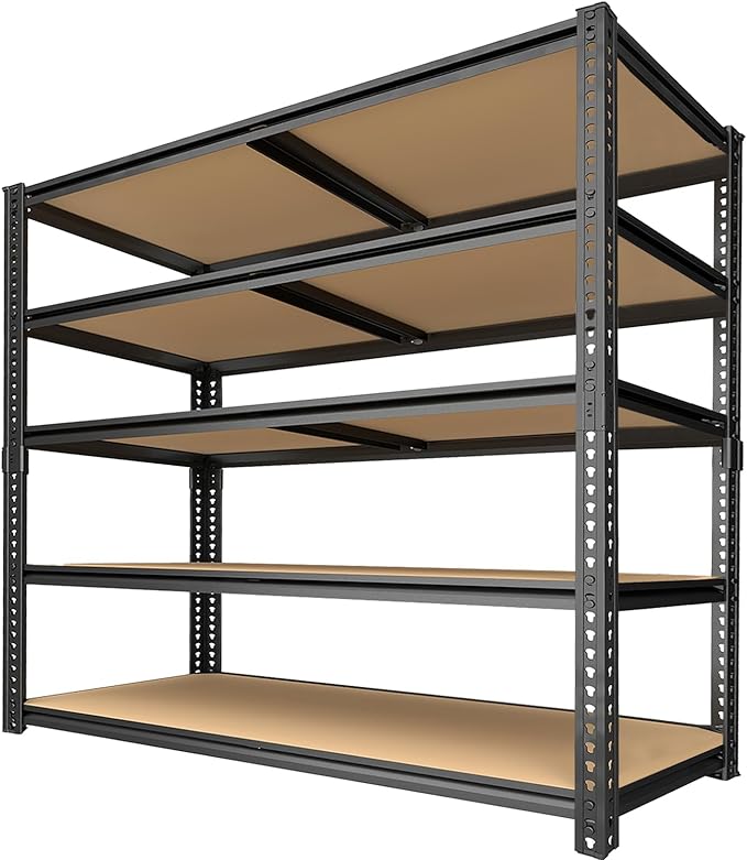 Garage Shelving Unit,40''W Black Storage Shelf,5 Tier Storage Racks and Shelving, Shelves Units Free Standing, Heavy Duty Metal Adjustable Shelves for Kitchen/Tool/Office (20''Dx40''Wx72''H)