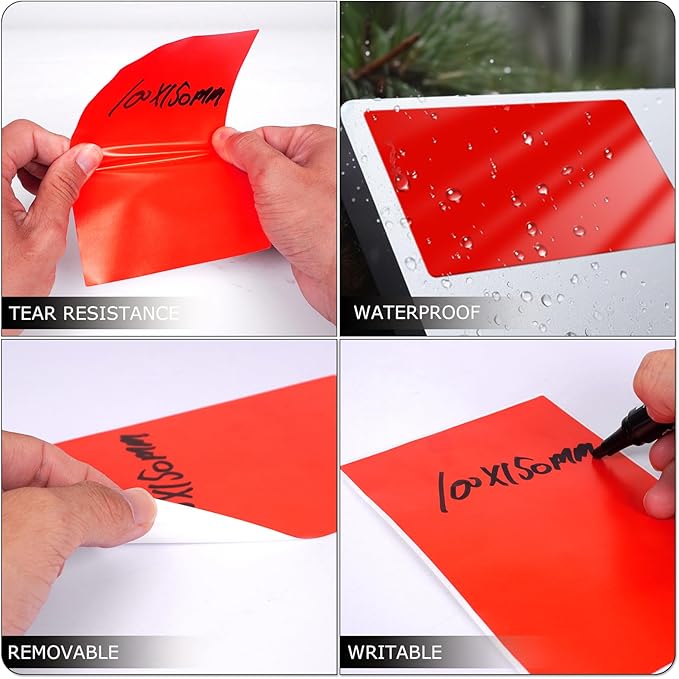Red Rectangle Stickers 6 x 4 Inch Color Coding Labels Vinyl Roll Self-Adhesive Waterproof Removable 250 PCS