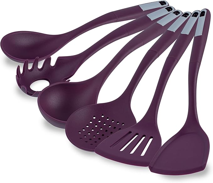 Met Lux Kitchen Utensil Sets, 10 Silicone Utensil Sets - 6 Pieces Per Set, High-Heat Tolerance, Purple Silicone Kitchen Utensils, For No-Stick Cookware - Restaurantware