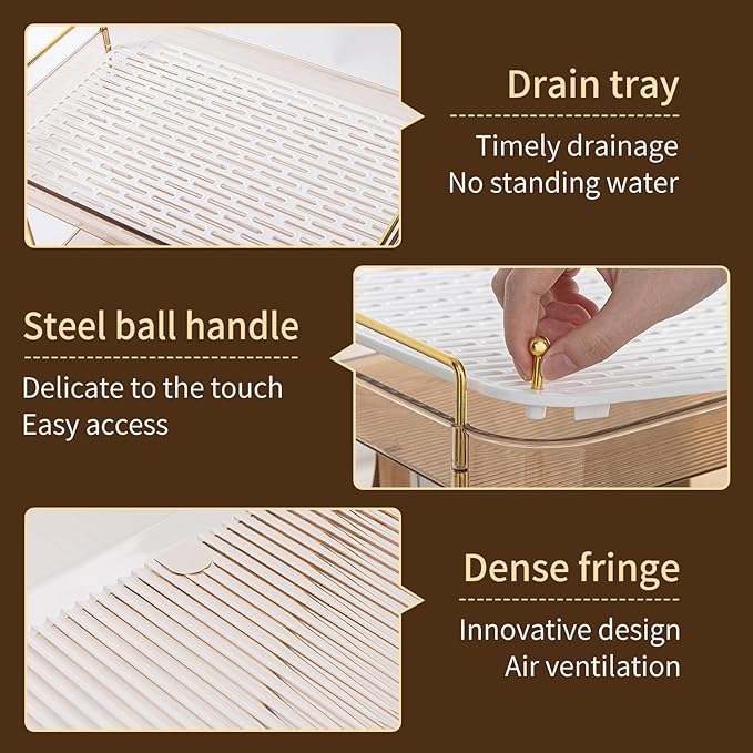 Seoneiro Whiskey Tray, Glass Cup Rack, Mug Holder, Coffee Cup Organizer, Bathroom Countertop Organizer with Drain Board Wine Glass Decorative, Food Tray, Kitchen Spice Rack