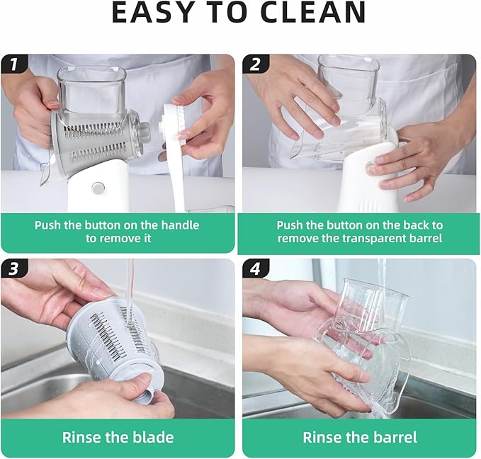 REDPANT 5 in 1 Rotary Cheese Grater, Manual Hand Crank Cheese Grater With Reinforced Suction & 5 Interchangeable Blades, Multifunctional Cheese Shredder, Easy to Use and Clean, White