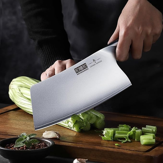 HOSHANHO Cleaver Knife 7 Inch, Ultra Sharp Japanese High Carbon Steel Vegetable Meat Cleaver, Multifunction Chopper Butcher Knife for Home Kitchen and Restaurant