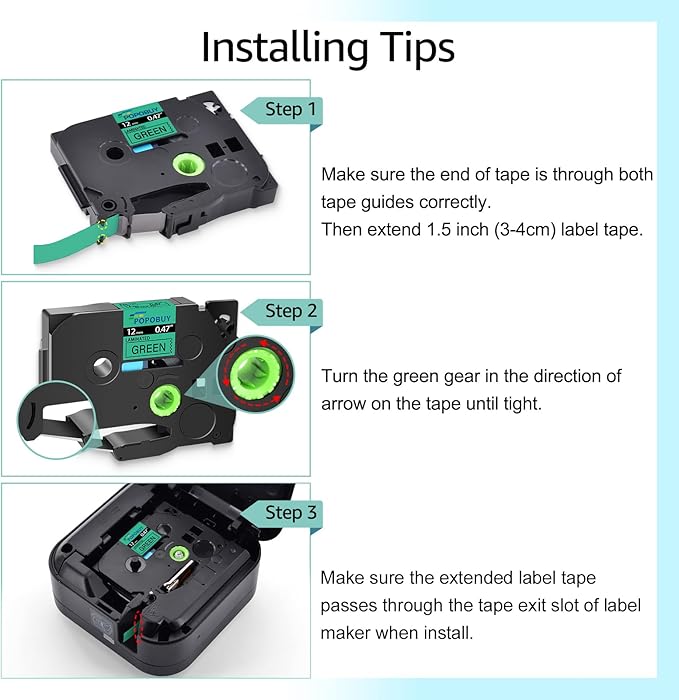 TZ TZe 12mm 0.47 Laminated Green Tape Compatible for Ptouch TZ731 TZ-731 TZe-731 TZe731 Label Tape for PTD210 PTD400 PTD220 PTH110 Label Maker, 5 Pack Black on Green
