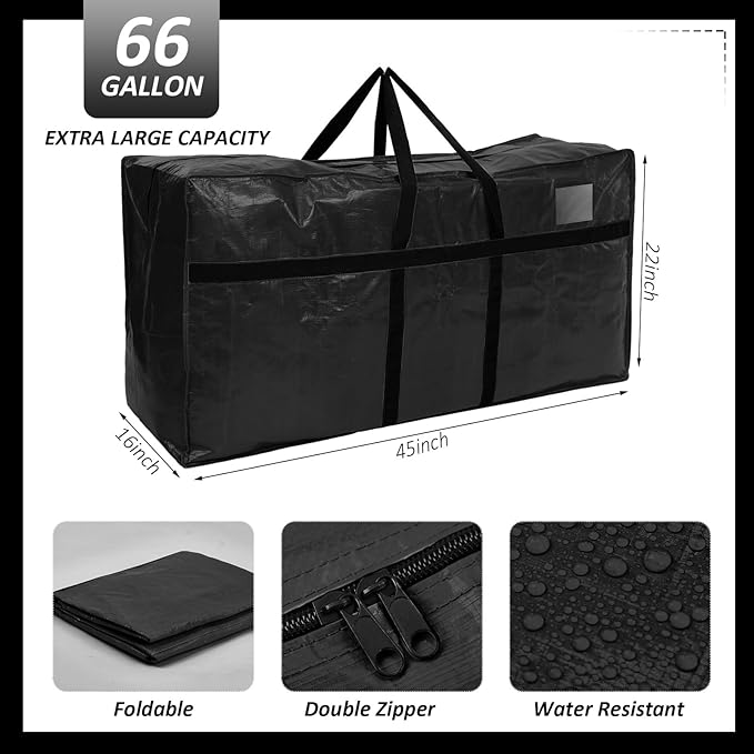 4 Pcs 66 Gallon Extra Large Moving Bags Heavy Duty Storage Bag with Strong Zipper Handle Foldable XXL Jumbo Storage Tote Packing Moving Box for College Dorm Travel Cloth Duffle (4 Colors)