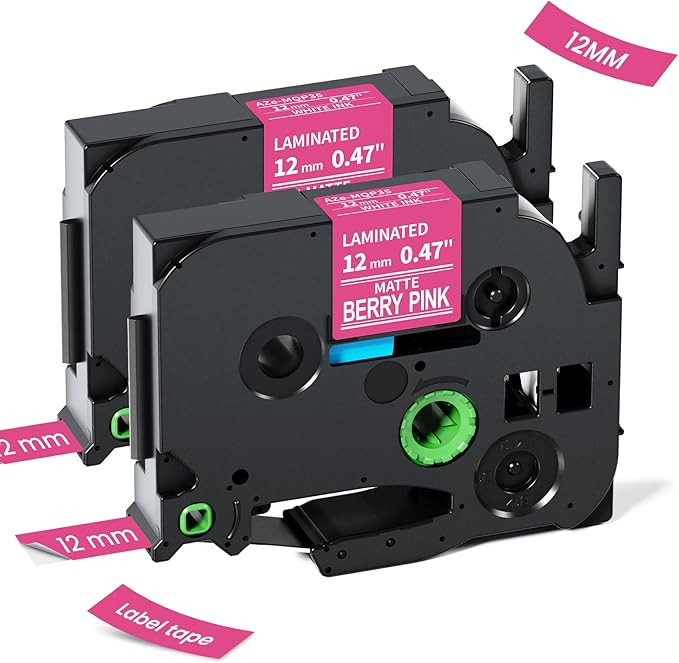 Replacement for Brother P Touch Label Tape White on Berry Pink TZe-MQP35 12mm 0.47'' Laminated TZe TZ Label Maker Tape, Compatible with PT-D210 PT-D220 PT-H110 PT-D400 PT-D410 PT-D600, 2-Pack