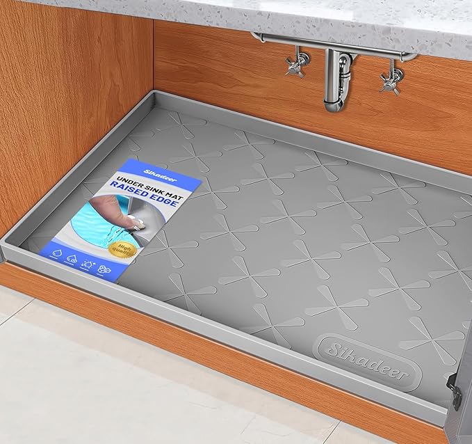 SIKADEER 40" x 19" Under Sink Mat Waterproof, Silicone Mat Kitchen Drawer Shelf and Cabinet Liner, Sink Protector for Kitchen Organizers and Storage, Boot Tray Pet Food Mats