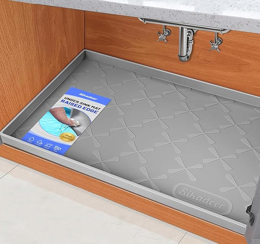 SIKADEER 37" x 19" Under Sink Mat Waterproof, Silicone Mat Kitchen Drawer Shelf and Cabinet Liner, Sink Protector for Bathroom Organizers and Storage, Boot Tray Pet Food Mats