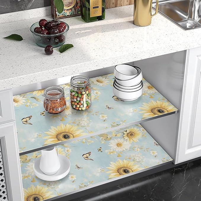Shelf Liner for Kitchen Cabinets Non Adhesive Drawer Liner,Cabinet Liner for Shelves,Non Slip Kitchen Drawer Liners for Dresser,Waterproof Shelf Paper for Refrigerator,Cupboard,12In x 10FT