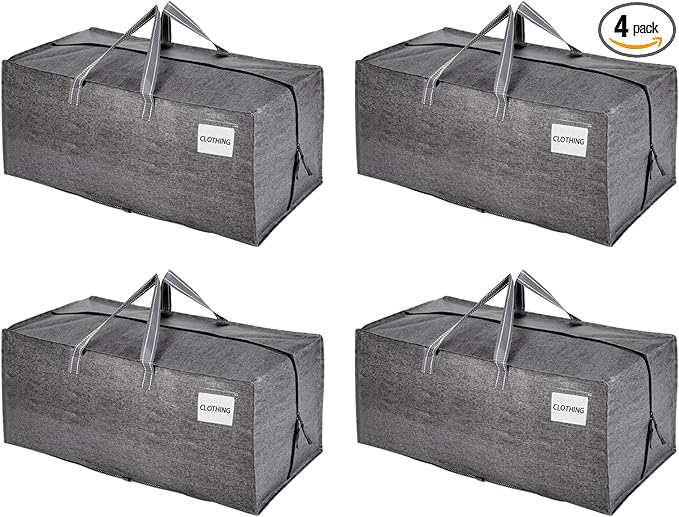 VENO 4 Pack Heavy Duty Moving Bags with Backpack Straps, Zippers & Handles, Extra Large Packing Bags for College Dorm Essentials, Moving Supplies Alternative to Cardboard Moving Boxes