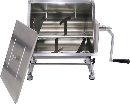 CMI Commercial Tilting Mixer Stainless Steel Manual Meat Mixers with Lid, 35Lb/20L Tilt Tank,(Mixing Maximum 35Lb for Meat),Sausage Mixer Machine Meat Processing Equipment(20L/35Lb-Tilt Tank(Gear))