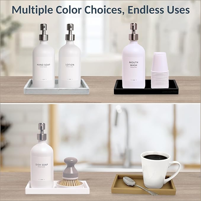 Spacewiser Countertop and Vanity Tray – Small 7.7" Silicone Soap Dispenser Trays, Flexible Bathroom Trays, Dish Soap Holder Kitchen Counter Caddy, Organizer Sink Tray for Soaps Bottles, Sponge, Keys